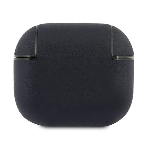 BMW Genuine Leather Silver Logo Case for AirPods 3 - Navy Blue