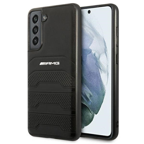 AMG AMHCS21FESGSEBK S21 FE G990 czarny/black hardcase Leather Debossed Lines — Mercedes