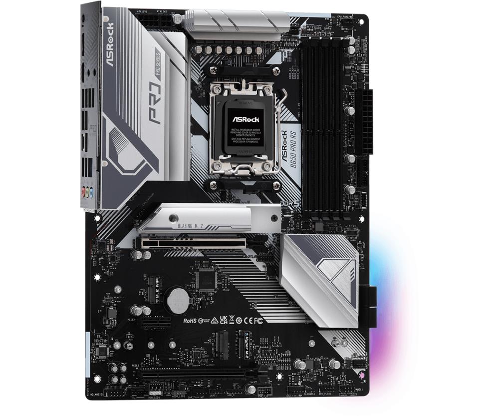 Mainboard ASROCK AMD B650 SAM5 ATX Memory DDR5 Memory slots 4 1xPCI-Express 3.0 16x 1xPCI-Express 4.0 16x 3xM.2 1xHDMI 1xDisplayPort 6xUSB 2.0 3xUSB 3.2 1xUSB-C 1xRJ45 3xAudio port B650PRORS