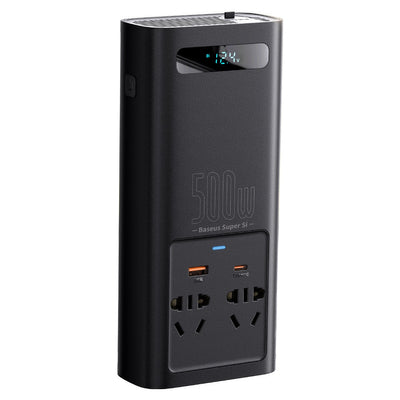 Baseus car power inverter 150W 12V / 500W 220V (EU and CN plug) black (CGNB000101)