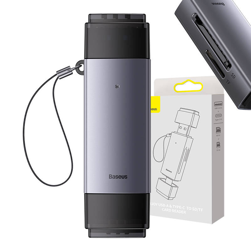 Baseus Lite Series SD/TF memory card reader, USB + USB-C (gray) - Image 1