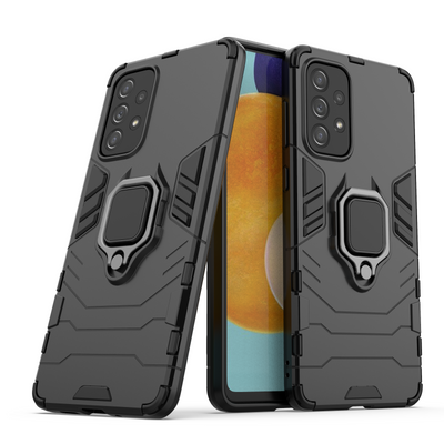 Ring Armor tough hybrid case cover + magnetic holder for Samsung Galaxy A73 black — Hurtel