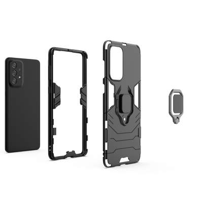 Ring Armor tough hybrid case cover + magnetic holder for Samsung Galaxy A73 black — Hurtel