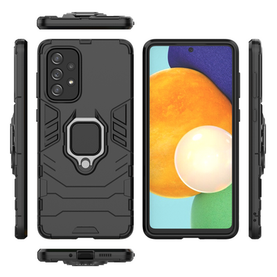 Ring Armor tough hybrid case cover + magnetic holder for Samsung Galaxy A73 black — Hurtel