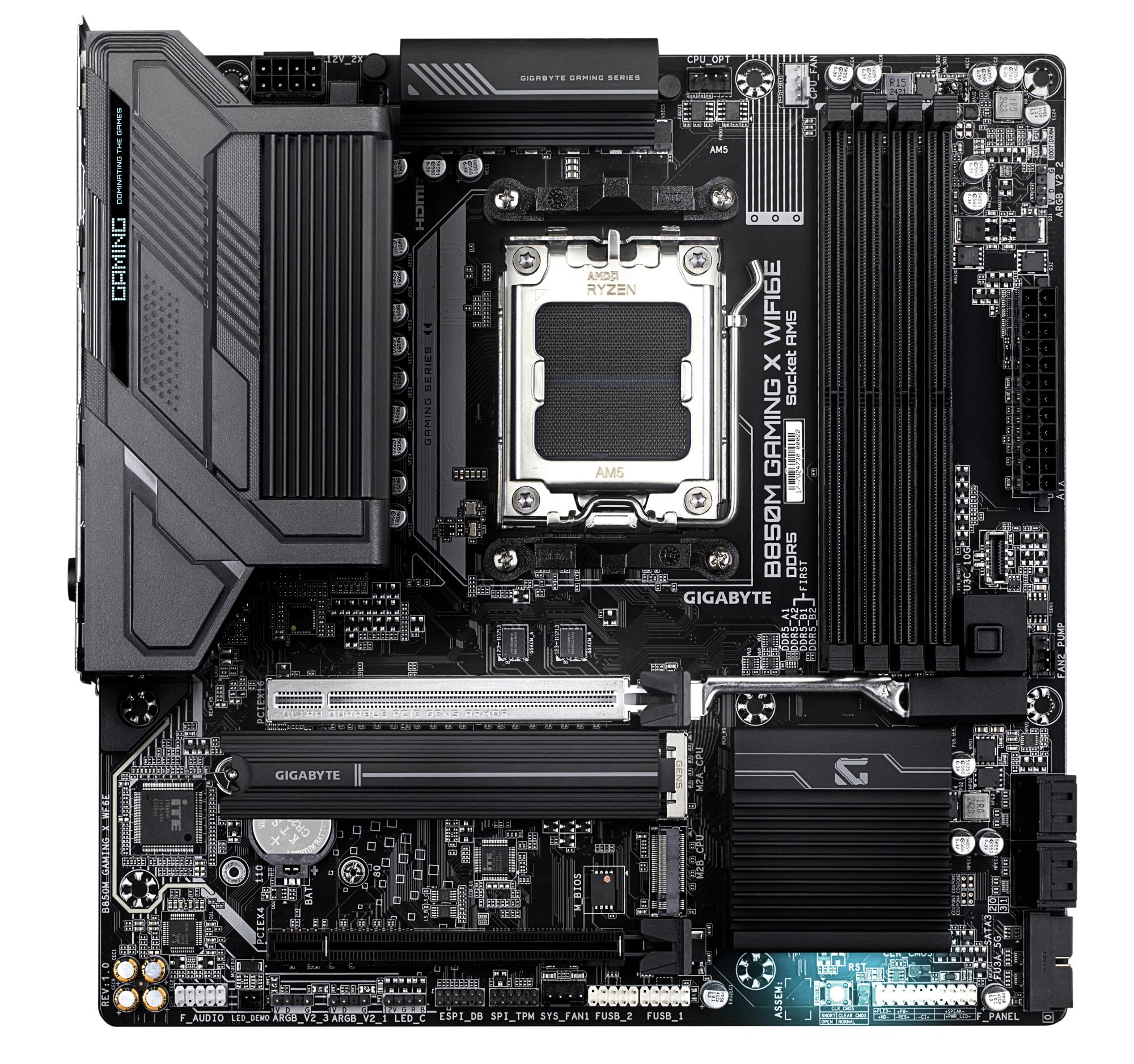 Mainboard GIGABYTE AMD B850 Socket AM5 micro ATX RAM DDR5-SDRAM 4xSlots Wi-Fi Yes Bluetooth Yes 2xNumber of M.2 (M) slots B850MGAMINGXWF6E1.1