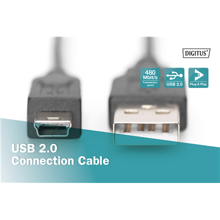 Digitus | Connection Cable, 1.8 m | AK-300108-018-S | USB Type A to USB Mini B