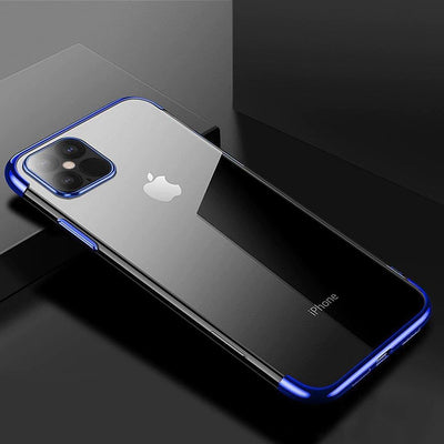 Clear Color case Gel TPU cover with a metallic frame for Xiaomi Redmi Note 11S / Note 11 blue — Hurtel