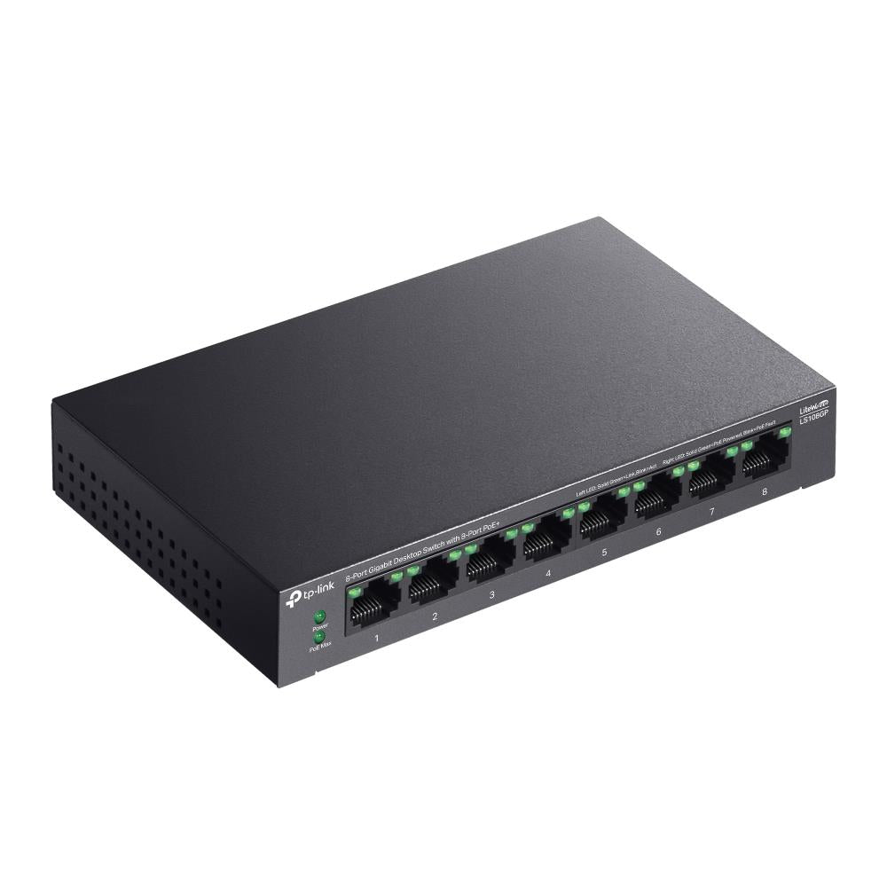 Switch TP-LINK LS108GP Desktop/pedestal 8x10Base-T / 100Base-TX / 1000Base-T PoE+ ports 8 LS108GP
