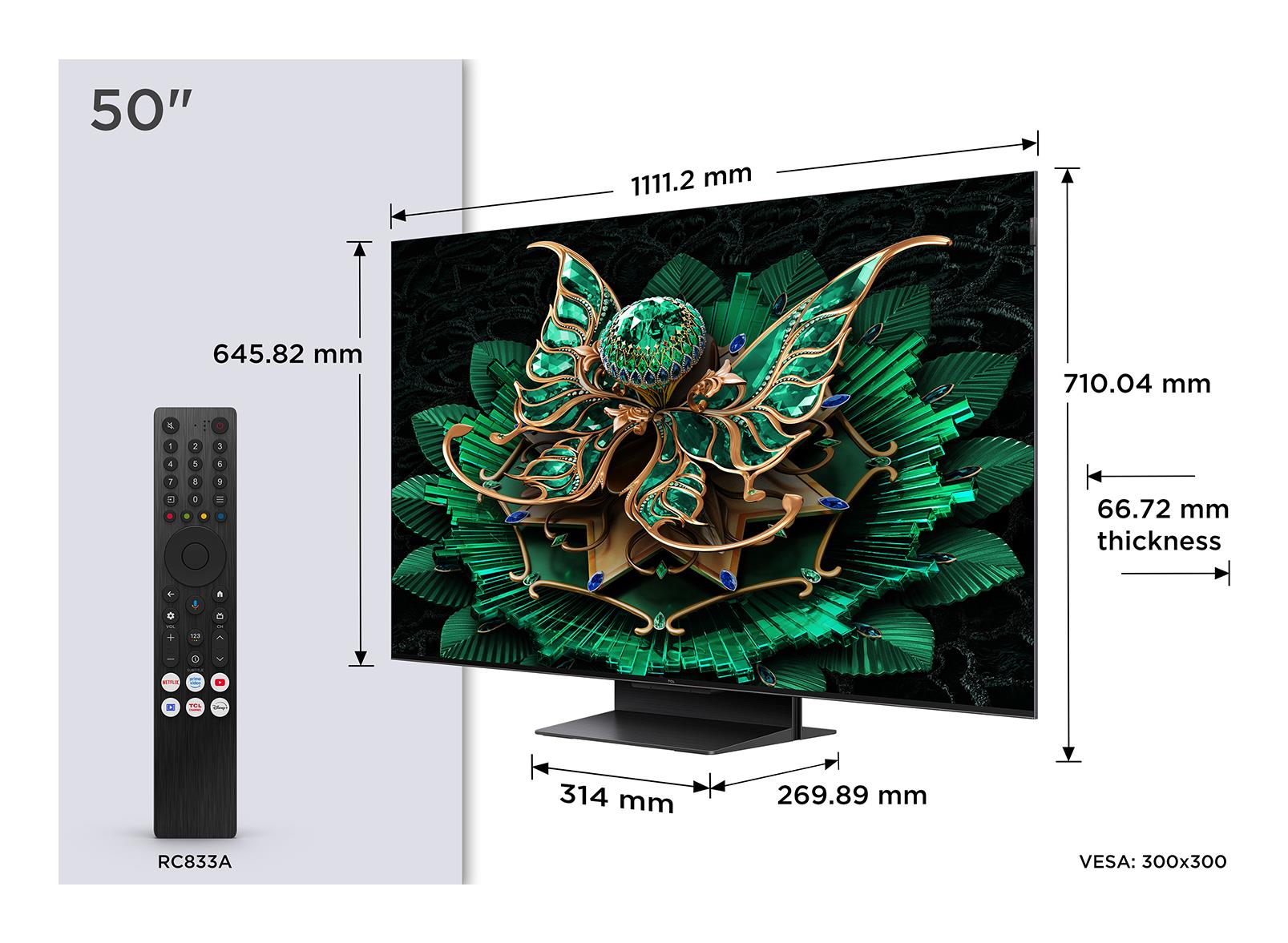 TV Set TCL 50 " 4K Ultra HD 3840 x 2160 pixels Flat 16:9 QD-Mini LED 50C7K