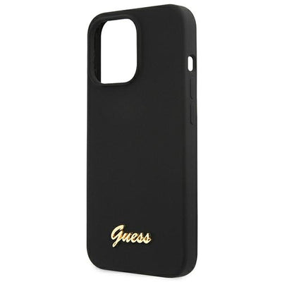 Guess GUHMP13LLSLMGBK iPhone 13 Pro / 13 6.1" black/black hardcase Silicone Script Gold Logo MagSafe