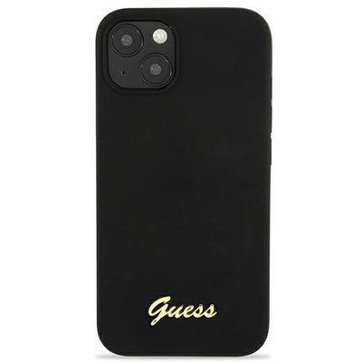 Guess GUHMP13MLSLMGBK iPhone 13 6.1" black/black hardcase Silicone Script Gold Logo Magsafe