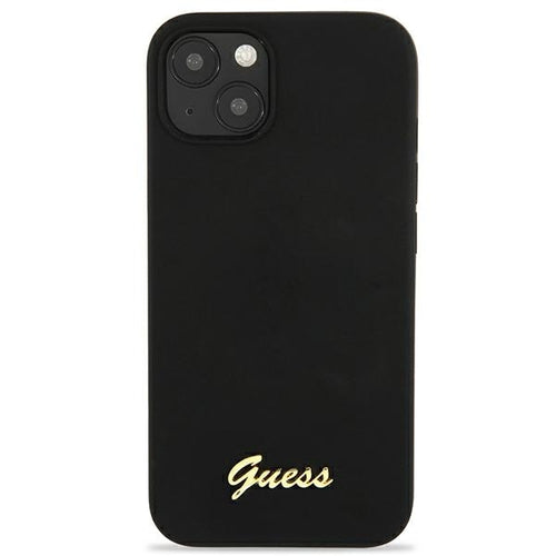 Guess GUHMP13MLSLMGBK iPhone 13 6.1" black/black hardcase Silicone Script Gold Logo Magsafe