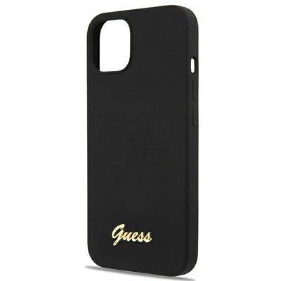 Guess GUHMP13MLSLMGBK iPhone 13 6.1" black/black hardcase Silicone Script Gold Logo Magsafe