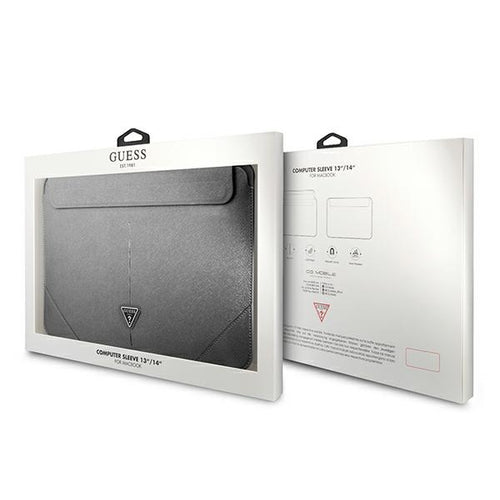 Guess Saffiano Triangle Logo case for a 14" laptop - silver