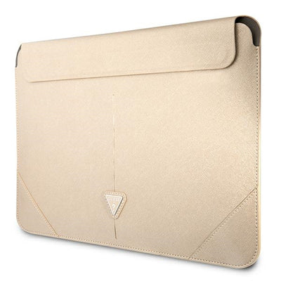 Guess Saffiano Triangle Logo case for a 16" laptop - beige