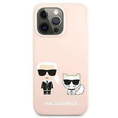 Karl Lagerfeld Silicone Ikonik Karl&amp;Choupette MagSafe Case for iPhone 13 Pro Max - Light Pink