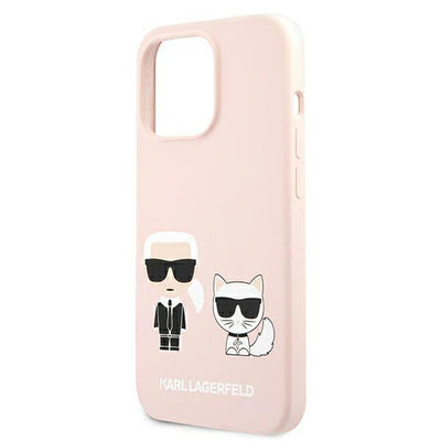 Karl Lagerfeld Silicone Ikonik Karl&amp;Choupette MagSafe Case for iPhone 13 Pro Max - Light Pink