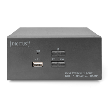 Digitus | KVM Switch, 2 Port, Dual Display, 4K, HDMI | DS-12860