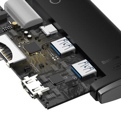 Baseus Lite Series multifunctional USB Type C HUB - 2 x USB 3.0 / USB Type C / HDMI 1.4 / SD/TF OTG black (WKQX050001)