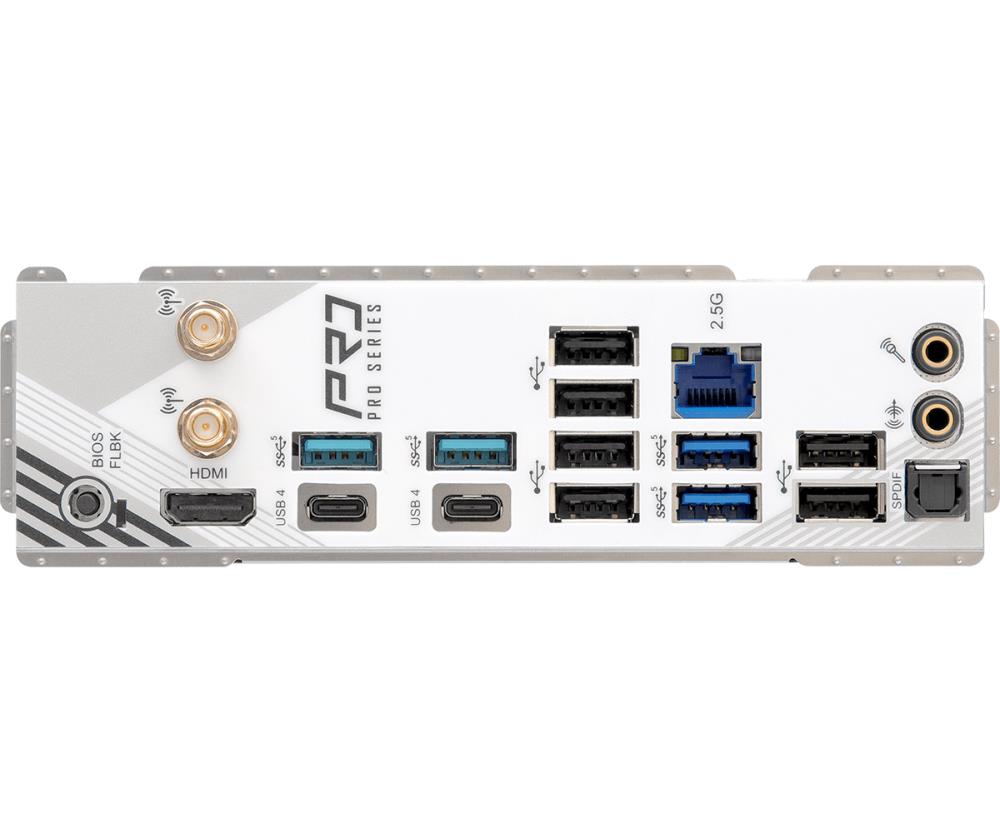 Mainboard ASROCK AMD X870 SAM5 ATX Memory DDR5 Memory slots 4 1xPCI-Express 4.0 16x 1xPCI-Express 5.0 16x 4xM.2 1xHDMI 6xUSB 2.0 4xUSB 3.2 2xUSB-C 1xOptical S/PDIF 1xRJ45 2xAudio port X870PRORSWIFI
