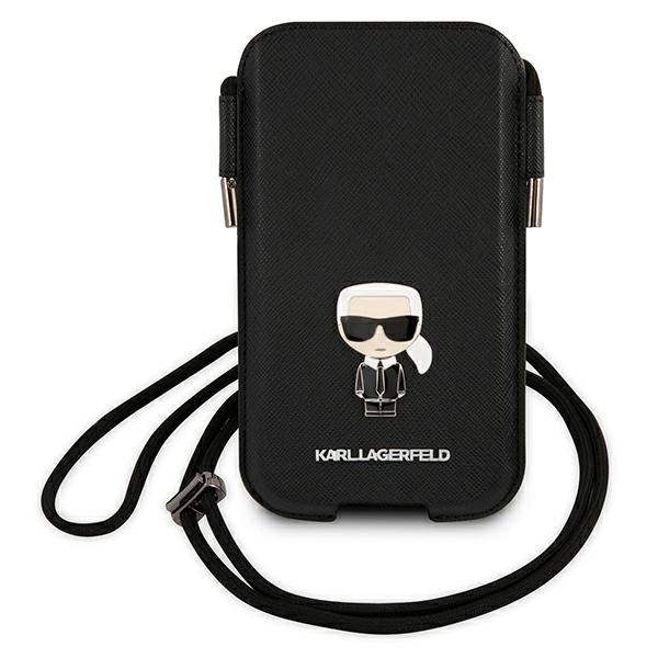 Karl Lagerfeld Saffiano Ikonik Karl 6.7'' handbag - black