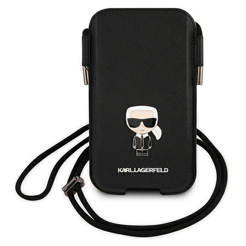 Karl Lagerfeld Saffiano Ikonik Karl 6.7'' handbag - black