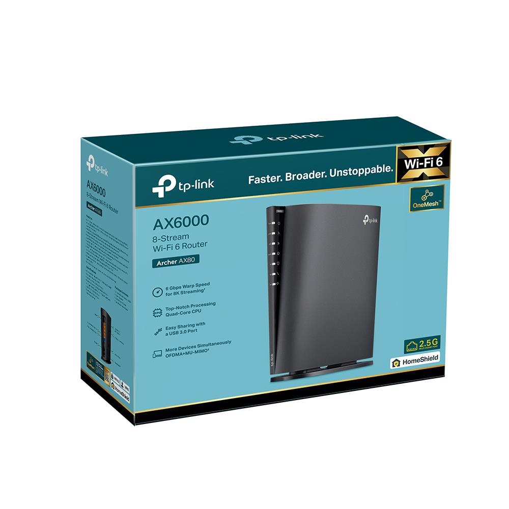 Wireless Router TP-LINK Wireless Router 6000 Mbps Wi-Fi 6 USB 3.0 3x10/100/1000M LAN \ WAN ports 2 ARCHERAX80