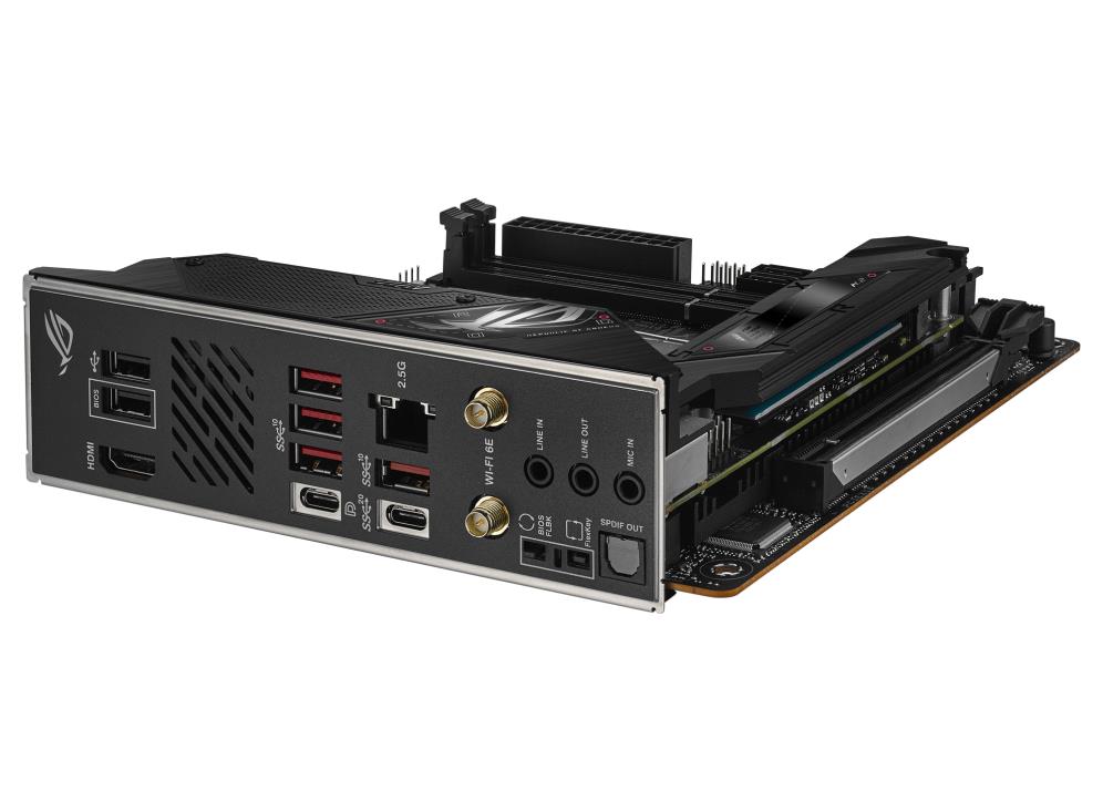 Mainboard ASUS AMD B650 SAM5 Mini-ITX Memory DDR5 Memory slots 2 1xPCI-Express 5.0 16x 2xM.2 1xHDMI 2xAudio-In 1xAudio-Out 2xUSB 2.0 4xUSB 3.2 2xUSB-C 1xOptical S/PDIF 1xRJ45 2xRF-Out STRIXB650E-IGAMINGWIFI