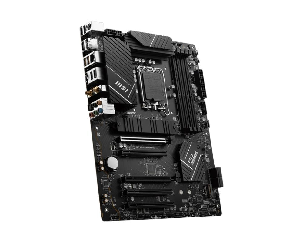 Mainboard MSI Intel B760 Express LGA1700 ATX Memory DDR4 Memory slots 4 5xPCI-Express 5.0 16x 2xM.2 1xHDMI 1xDisplayPort 4xUSB 2.0 2xUSB 3.2 1xUSB-C 1xPS/2 1xOptical S/PDIF 1xRJ45 5xAudio port PROB760-PWIFIDDR4