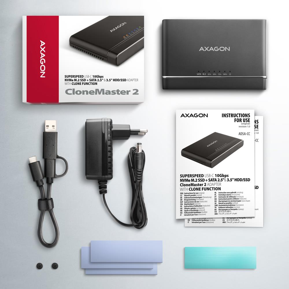 SSD ACC ADAPTER USB-C/M.2&SATA/10GBPS 0.1M ADSA-CC AXAGON