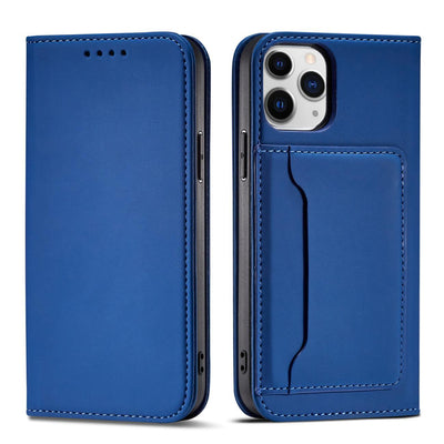 Magnet Card Case for iPhone 12 cover card wallet card stand blue — Hurtel