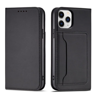 Magnet Card Case for iPhone 12 Pro Pouch Card Wallet Card Holder Black — Hurtel