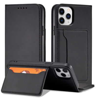 Magnet Card Case for iPhone 12 Pro Pouch Card Wallet Card Holder Black — Hurtel