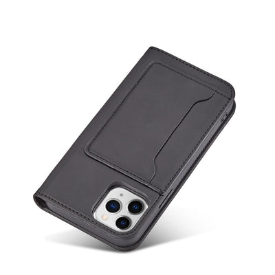 Magnet Card Case for iPhone 12 Pro Pouch Card Wallet Card Holder Black — Hurtel