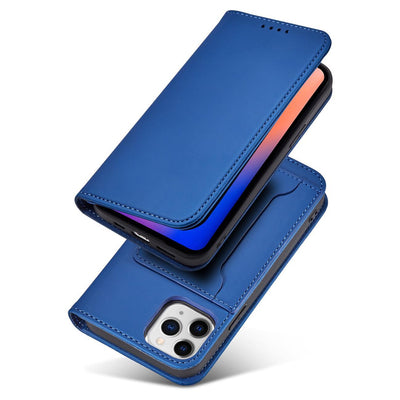 Magnet Card Case for iPhone 12 Pro cover card wallet card stand blue — Hurtel
