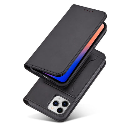 Magnet Card Case for iPhone 12 Pro Max Pouch Card Wallet Card Holder Black — Hurtel