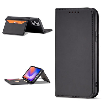 Magnet Card Case for iPhone 12 Pro Max Pouch Card Wallet Card Holder Black — Hurtel
