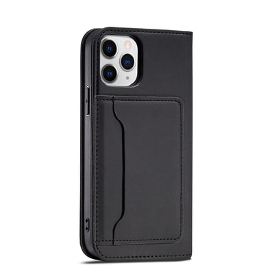 Magnet Card Case for iPhone 12 Pro Max Pouch Card Wallet Card Holder Black — Hurtel