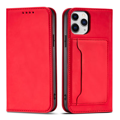 Magnet Card Case for iPhone 12 Pro Max Pouch Card Wallet Card Holder Red — Hurtel