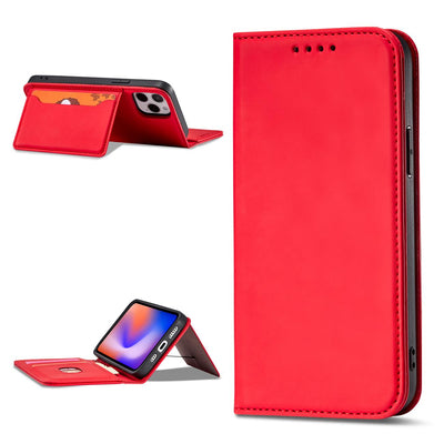 Magnet Card Case for iPhone 12 Pro Max Pouch Card Wallet Card Holder Red — Hurtel