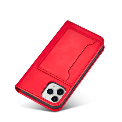 Magnet Card Case for iPhone 12 Pro Max Pouch Card Wallet Card Holder Red — Hurtel