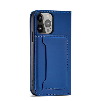 Magnet Card Case for iPhone 13 Pro cover card wallet card stand blue — Hurtel