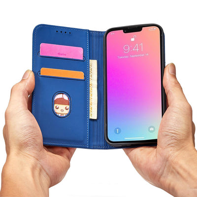 Magnet Card Case for iPhone 13 Pro Max Pouch Card Wallet Card Holder Blue — Hurtel