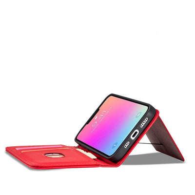 Magnet Card Case for iPhone 13 Pro Max Pouch Card Wallet Card Holder Red — Hurtel
