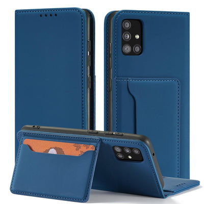 Magnet Card Case For Samsung Galaxy A12 5G Pouch Wallet Card Holder Blue — Hurtel