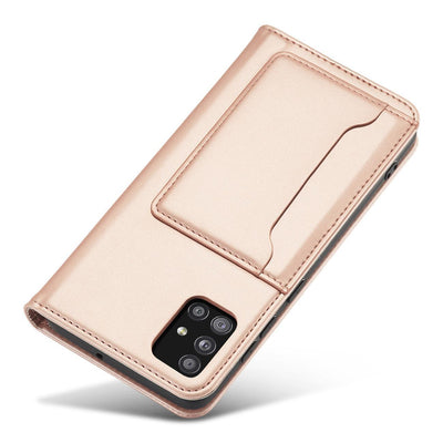 Magnet Card Case Case for Samsung Galaxy A12 5G Pouch Wallet Card Holder Pink — Hurtel
