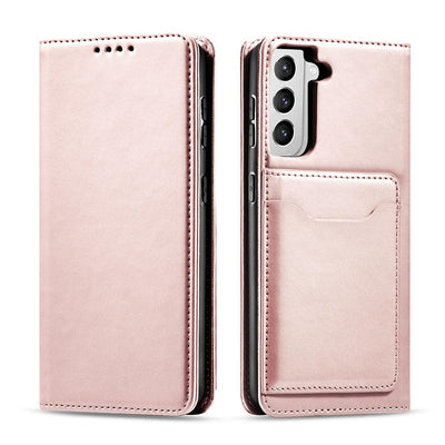 Magnet Card Case for Samsung Galaxy S22 + (S22 Plus) Pouch Wallet Card Holder Pink — Hurtel