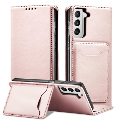 Magnet Card Case for Samsung Galaxy S22 + (S22 Plus) Pouch Wallet Card Holder Pink — Hurtel