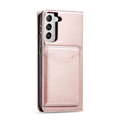 Magnet Card Case for Samsung Galaxy S22 + (S22 Plus) Pouch Wallet Card Holder Pink — Hurtel