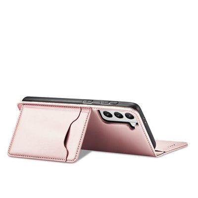 Magnet Card Case for Samsung Galaxy S22 + (S22 Plus) Pouch Wallet Card Holder Pink — Hurtel
